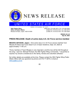 美国现役空军服役人员死亡